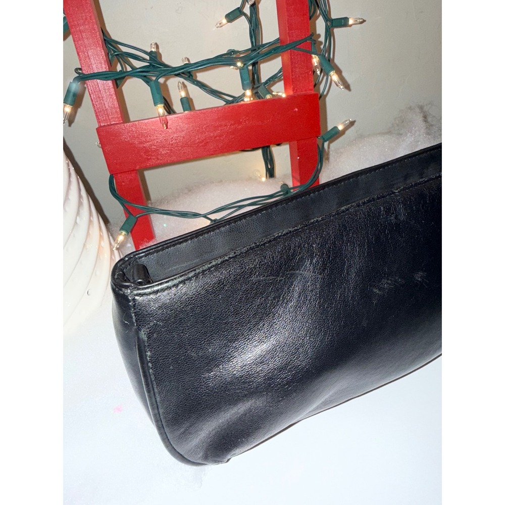 Worthington Black Lambskin Leather Clutch Purse Evening Bag Wristlet - Picture 2 of 11